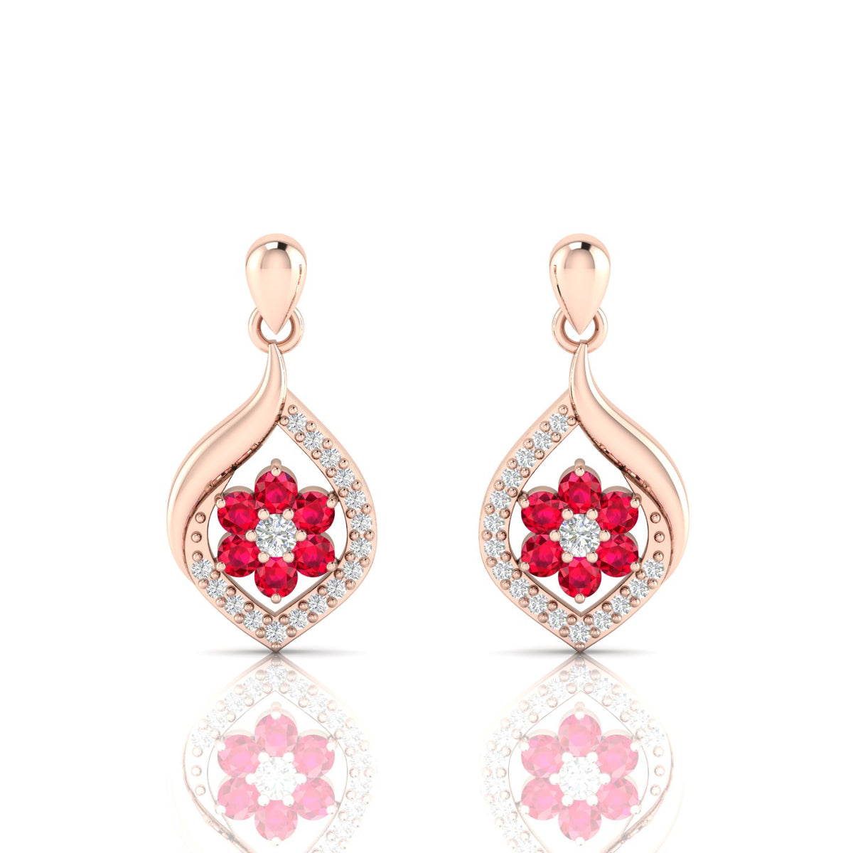 Ruby Rose Gold Plated Classic Flower Drop Earrings