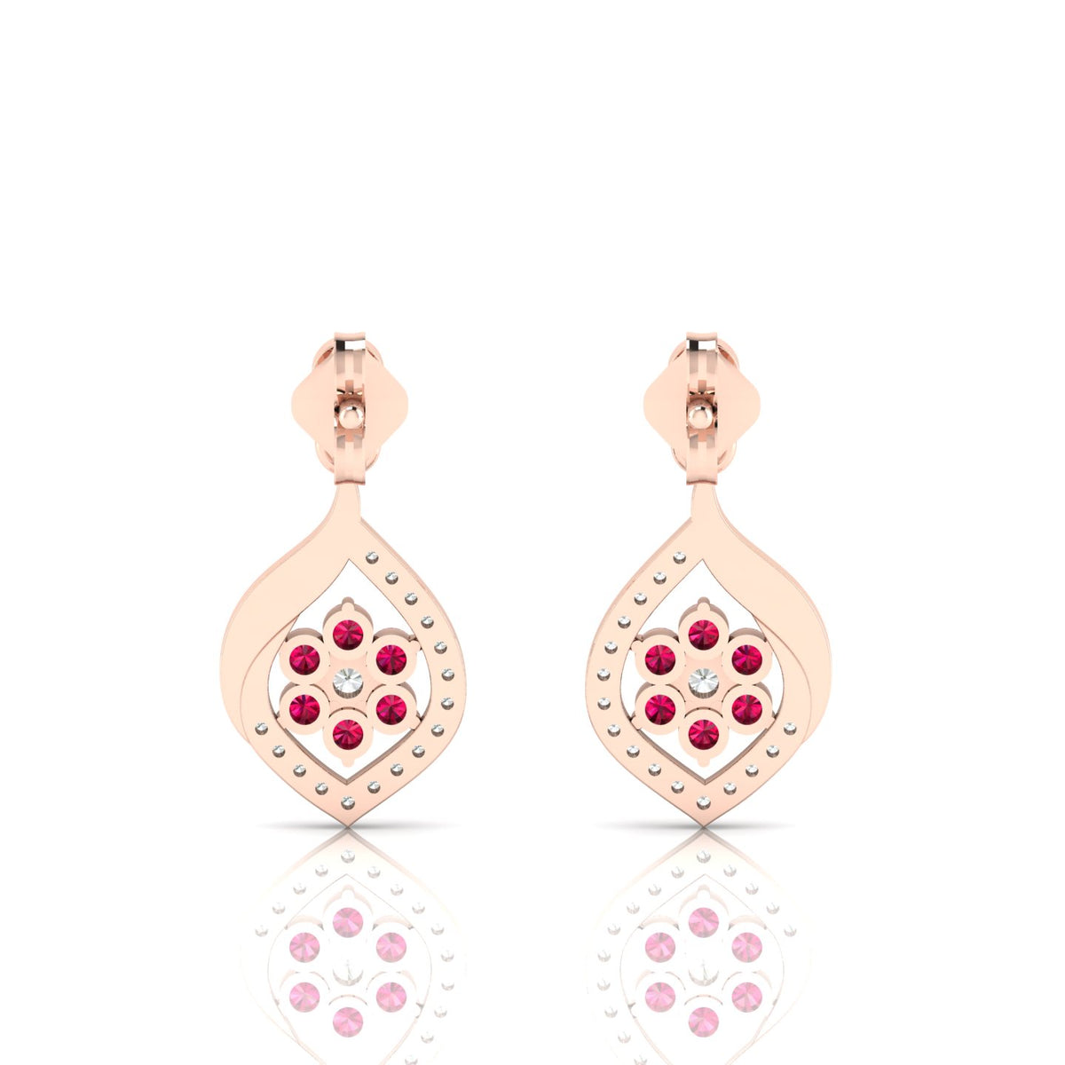 Ruby Rose Gold Plated Classic Flower Drop Earrings