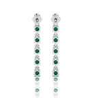 Silver Emerald Dangle Drop Stick Long Earrings