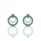 Emerald Stud Sterling Silver Open Circle Earrings