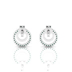 Emerald Stud Sterling Silver Open Circle Earrings