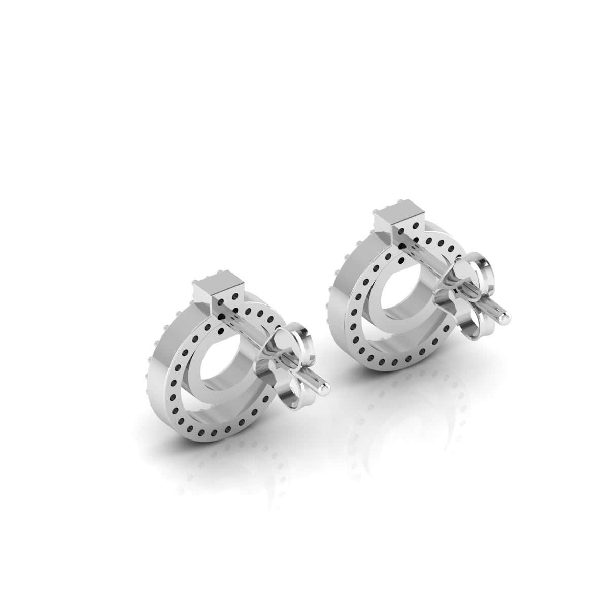 Emerald Stud Sterling Silver Open Circle Earrings