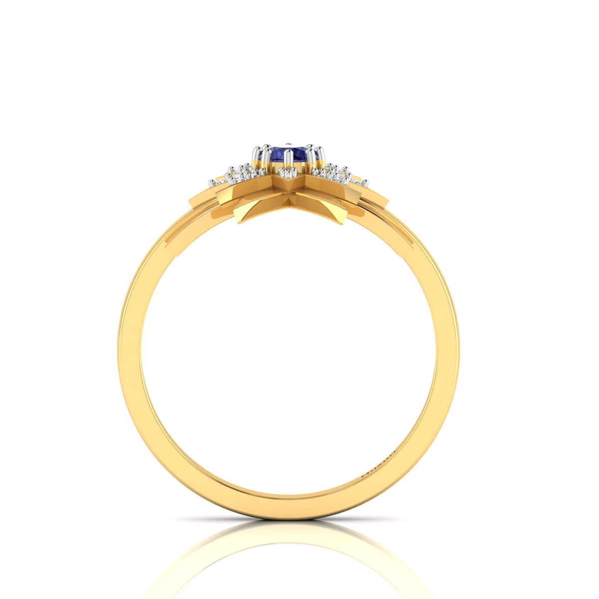 Tanzanite Two Tone Gold Plated Starburst Solitaire Ring