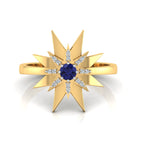 Tanzanite Two Tone Gold Plated Starburst Solitaire Ring