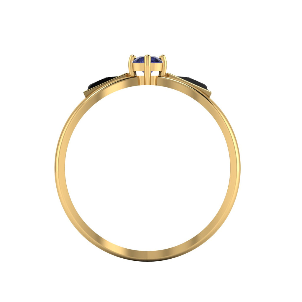 Tanzanite And Black Diamond Gold Plated Solitaire Ring