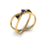 Tanzanite And Black Diamond Gold Plated Solitaire Ring