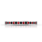Black Diamond & Garnet Silver Eternity Band Ring