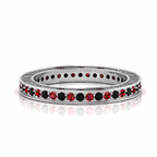 Black Diamond & Garnet Silver Eternity Band Ring