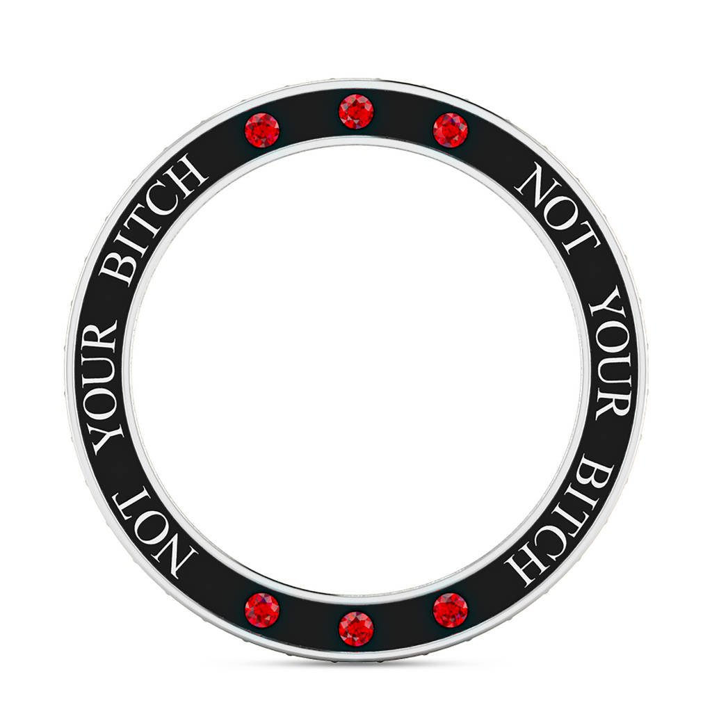 Black Diamond & Garnet Silver Eternity Band Ring