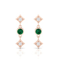 Rose Gold Plated Emerald Drops & Danglers Earrings