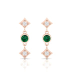 Rose Gold Plated Emerald Drops & Danglers Earrings
