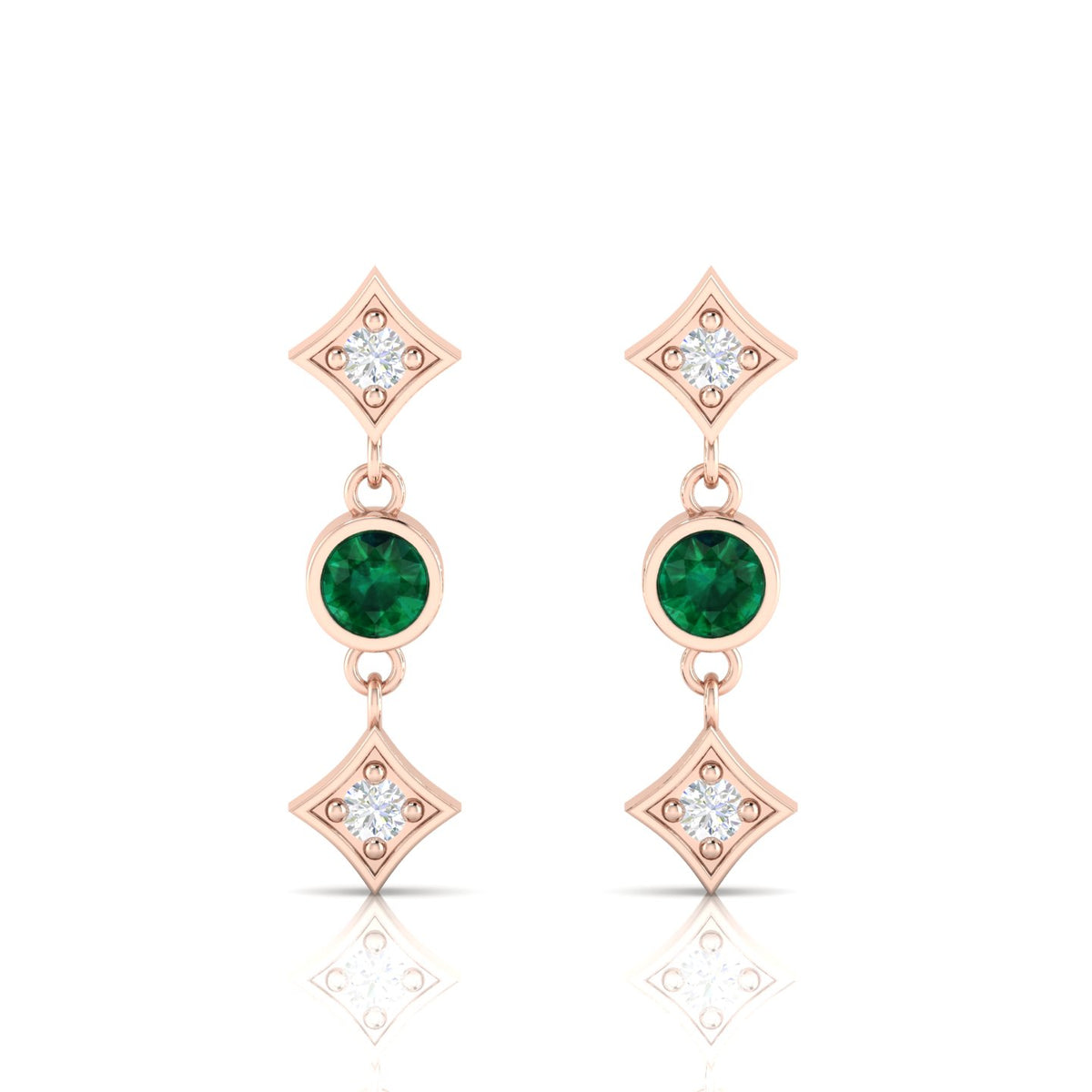 Rose Gold Plated Emerald Drops & Danglers Earrings