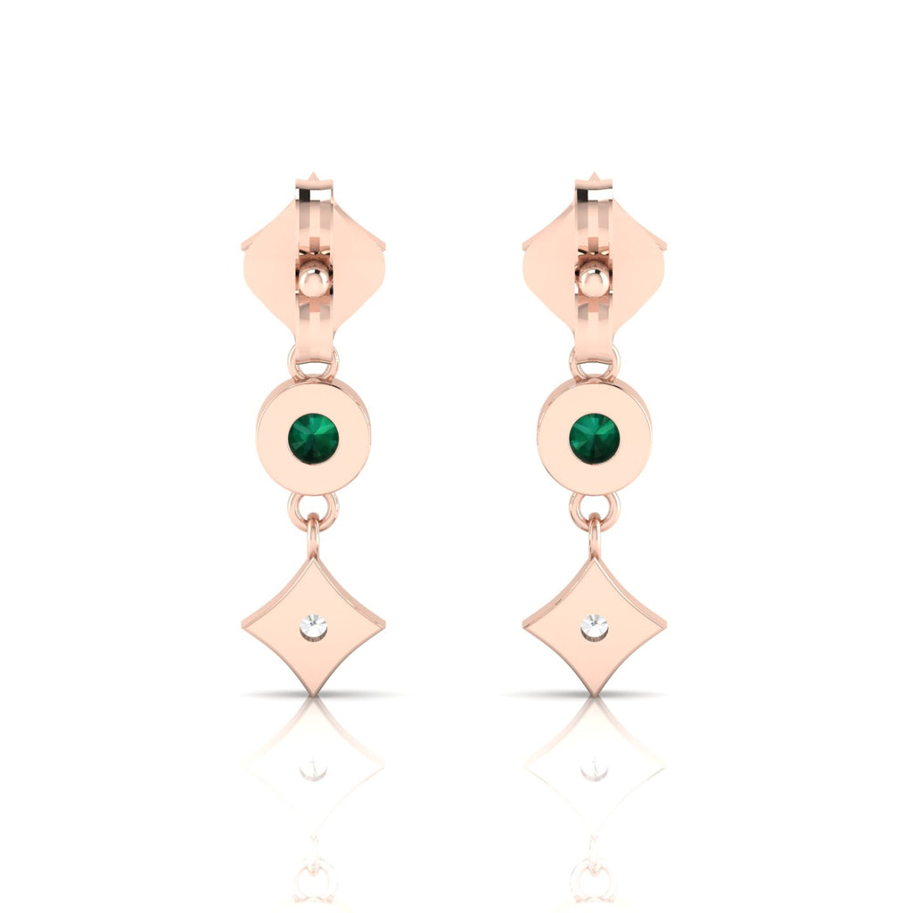 Rose Gold Plated Emerald Drops & Danglers Earrings