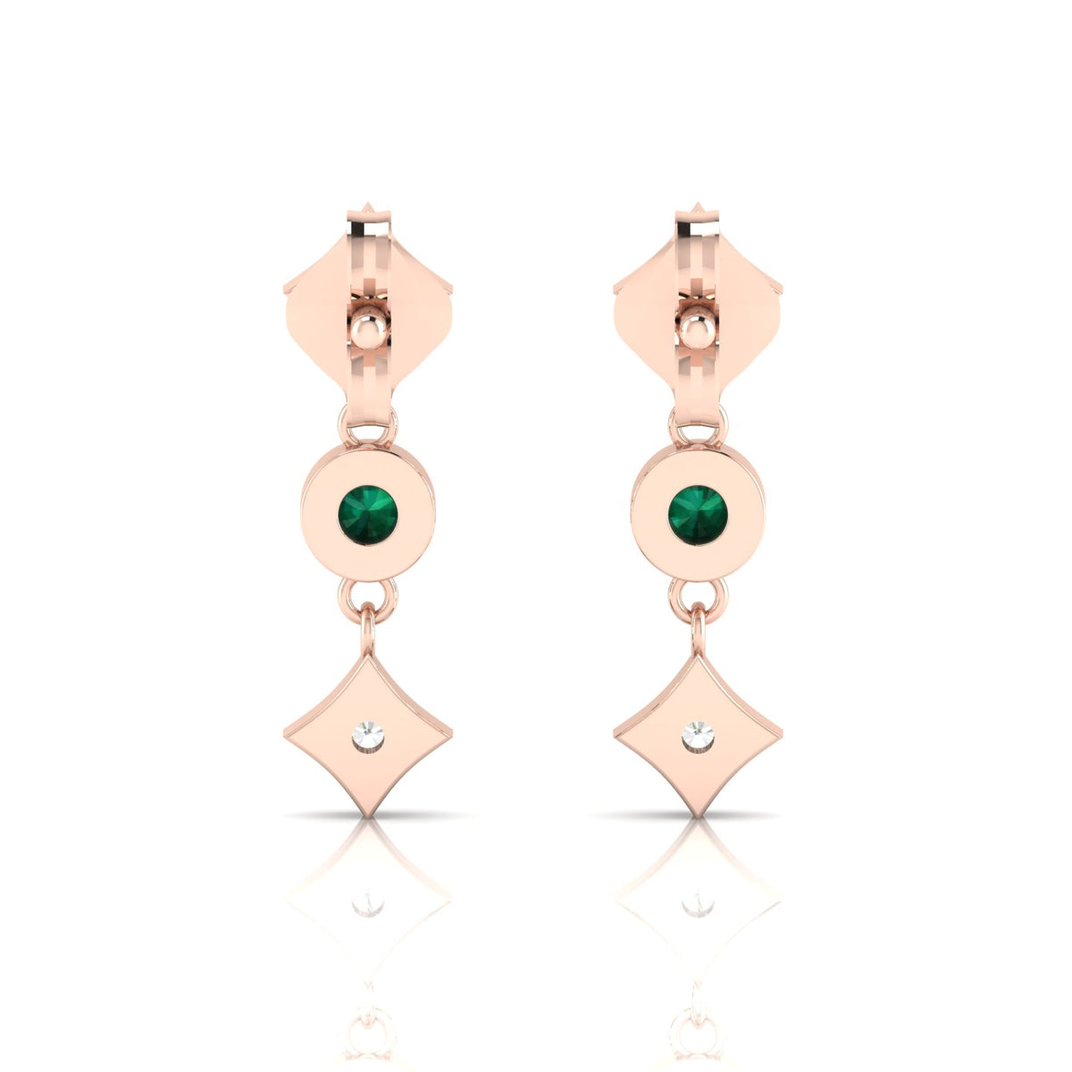 Rose Gold Plated Emerald Drops & Danglers Earrings