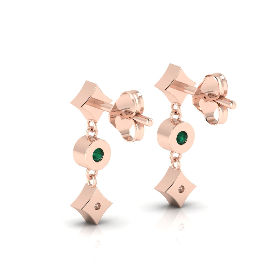 Rose Gold Plated Emerald Drops & Danglers Earrings