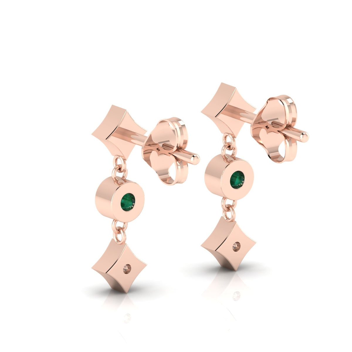 Rose Gold Plated Emerald Drops & Danglers Earrings