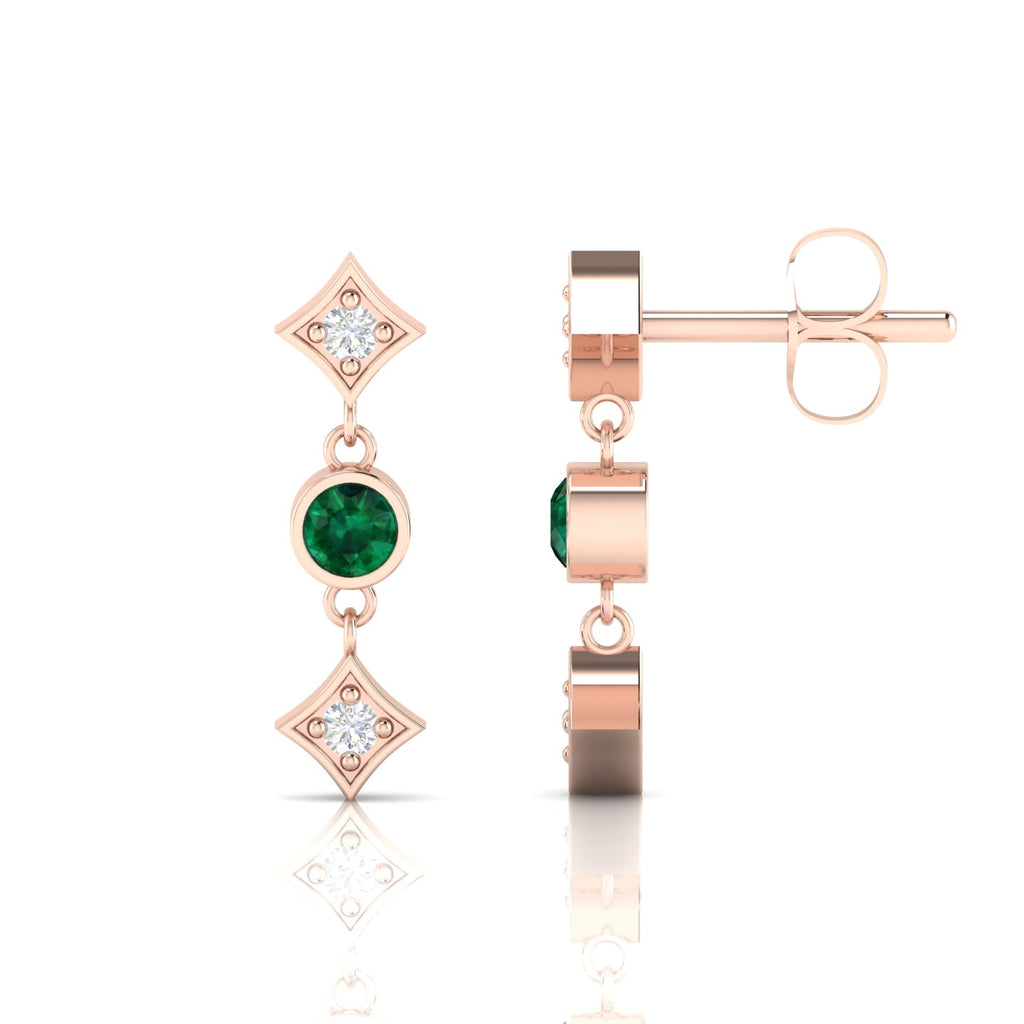 Rose Gold Plated Emerald Drops & Danglers Earrings