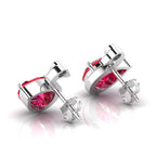 Sterling Silver Duck Style Studs Ruby Earrings