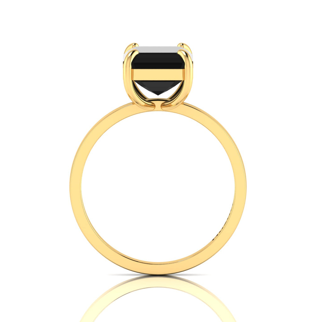 Emerald-Cut Black Diamond Gold Plated Solitaire Ring