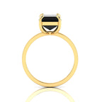 Emerald-Cut Black Diamond Gold Plated Solitaire Ring