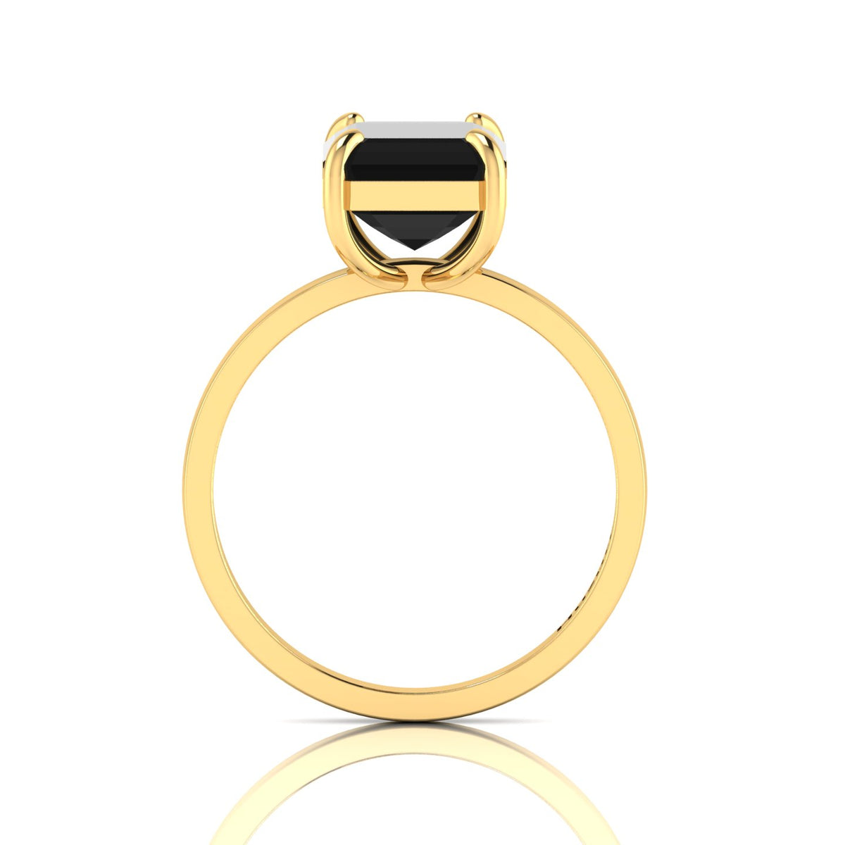 Emerald-Cut Black Diamond Gold Plated Solitaire Ring