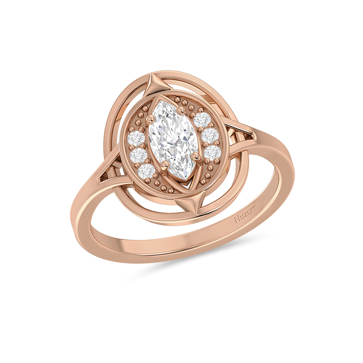 Marquise Cut Diamond Rose Gold Plated Solitaire Ring
