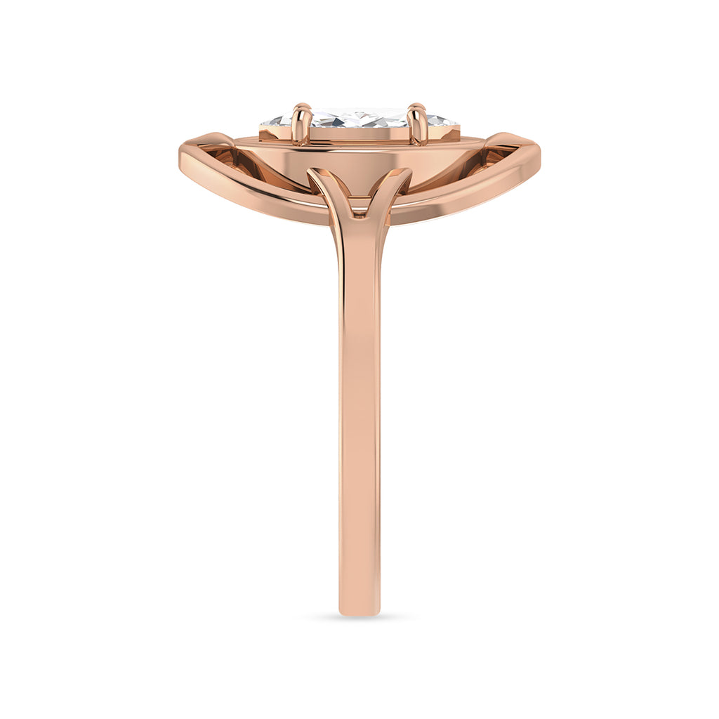 Marquise Cut Diamond Rose Gold Plated Solitaire Ring