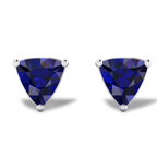 Trillion Blue Sapphire Silver Stud Earrings