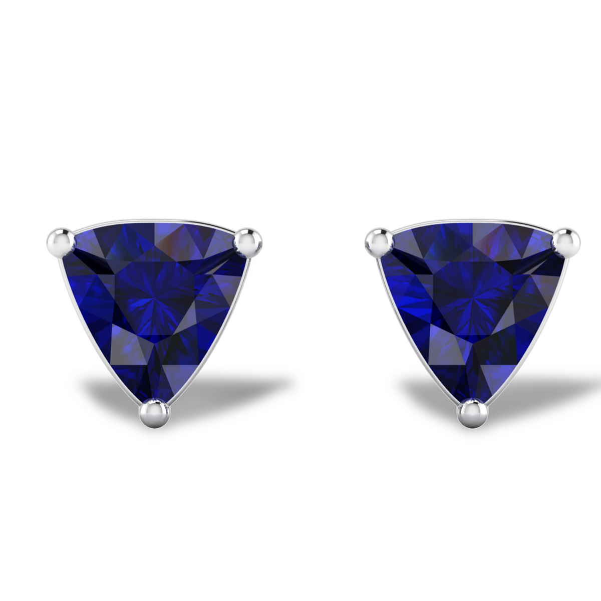 Trillion Blue Sapphire Silver Stud Earrings