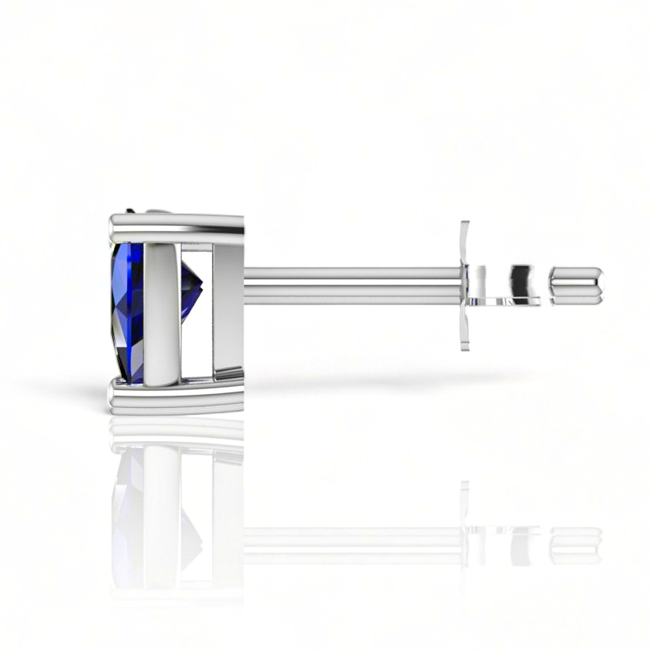 Trillion Blue Sapphire Silver Stud Earrings