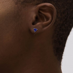 Trillion Blue Sapphire Silver Stud Earrings