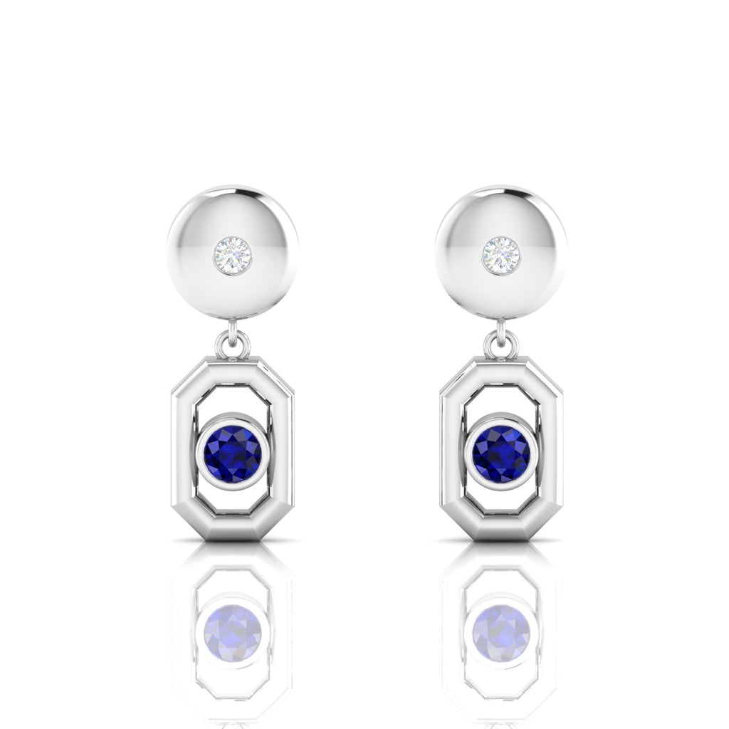 Antique Victorian Blue Sapphire Drop Sterling Silver Earrings