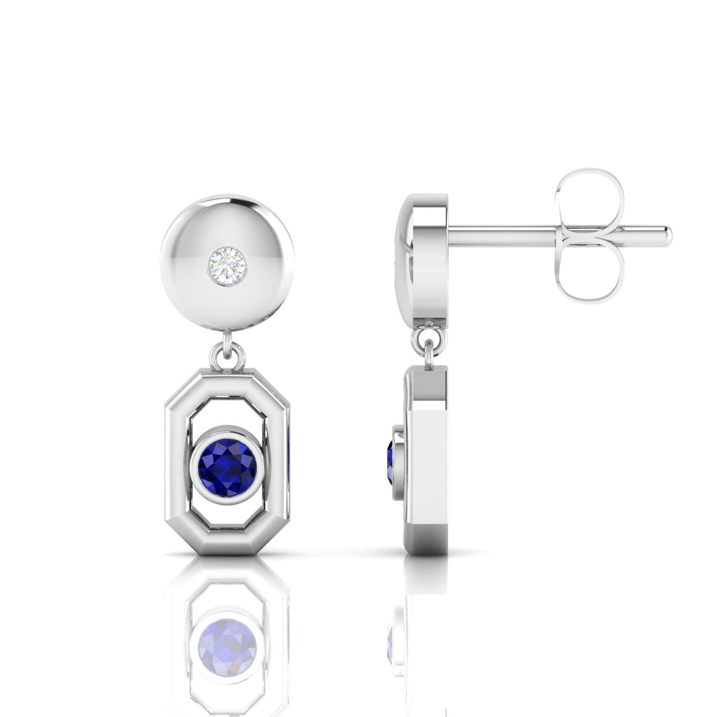 Antique Victorian Blue Sapphire Drop Sterling Silver Earrings