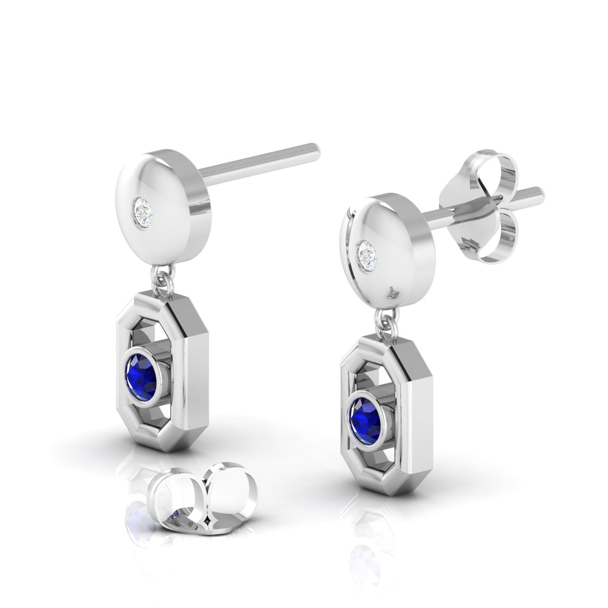 Antique Victorian Blue Sapphire Drop Sterling Silver Earrings
