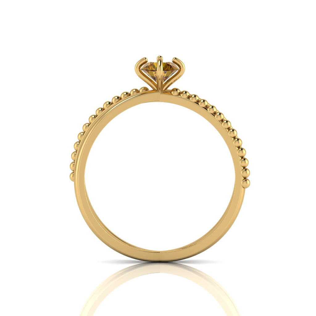 Round Coffee Diamond Criss Cross Stackable Gold Plated Ring