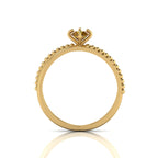 Round Coffee Diamond Criss Cross Stackable Gold Plated Ring