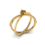 Round Coffee Diamond Criss Cross Stackable Gold Plated Ring