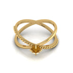 Round Coffee Diamond Criss Cross Stackable Gold Plated Ring