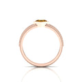 Princess Cut Coffee Diamond Rose Gold Plated Milgrain Solitaire Ring
