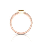 Princess Cut Coffee Diamond Rose Gold Plated Milgrain Solitaire Ring