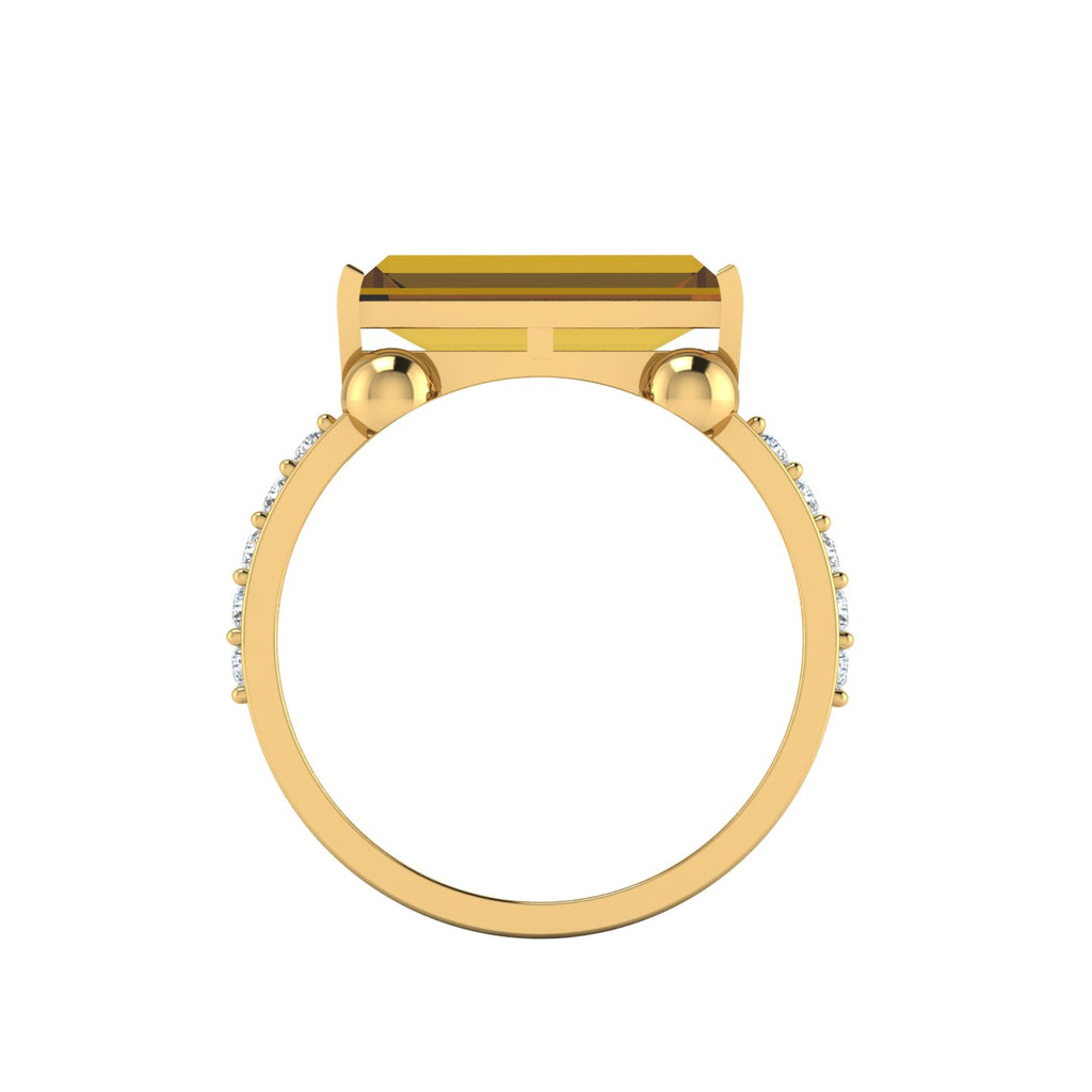 Parallel Split Baguette-Cut Coffee Diamond Solitaire Gold Plated Ring