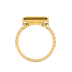 Parallel Split Baguette-Cut Coffee Diamond Solitaire Gold Plated Ring