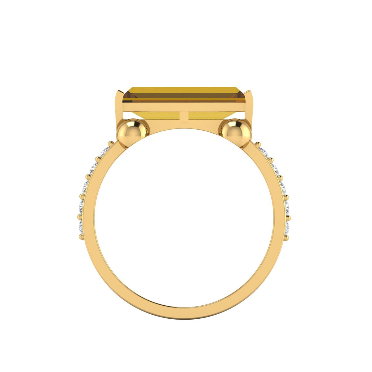Parallel Split Baguette-Cut Coffee Diamond Solitaire Gold Plated Ring