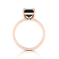 Emerald-Cut Black Diamond Rose Gold Plated Solitaire Ring