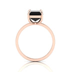 Emerald-Cut Black Diamond Rose Gold Plated Solitaire Ring