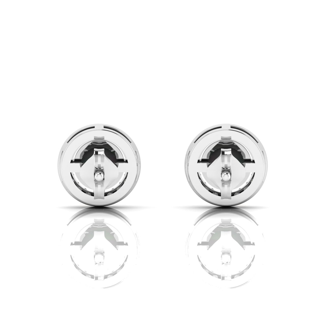 Opal & Diamond Round Halo Stud Sterling Silver Earrings