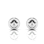 Opal & Diamond Round Halo Stud Sterling Silver Earrings