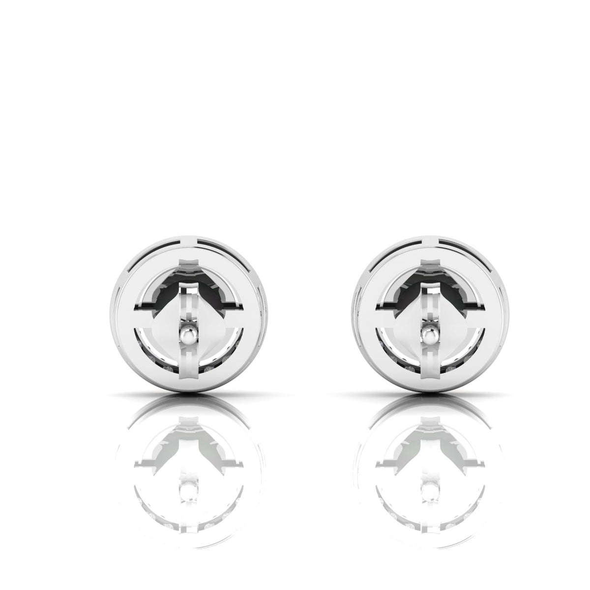 Opal & Diamond Round Halo Stud Sterling Silver Earrings