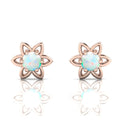 Opal Floral Rose Gold Plated Studs Earrings