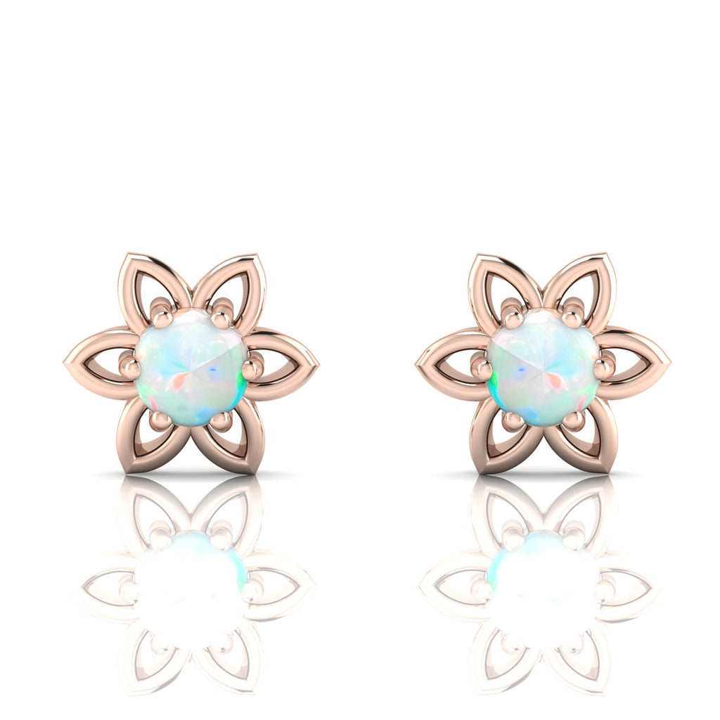 Opal Floral Rose Gold Plated Studs Earrings